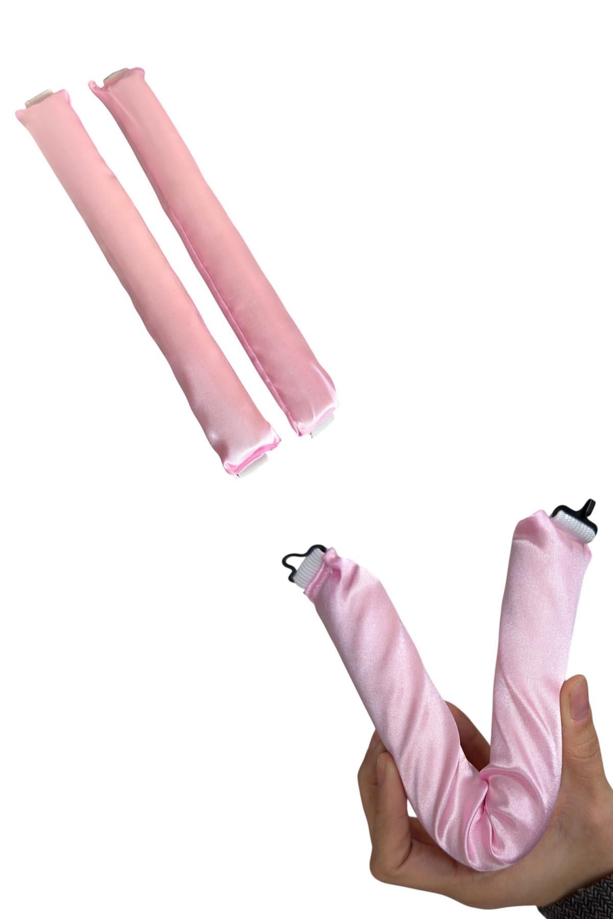 Pembe Renk Isısız Saç Şekillendirici Saten Saç Sosisi 