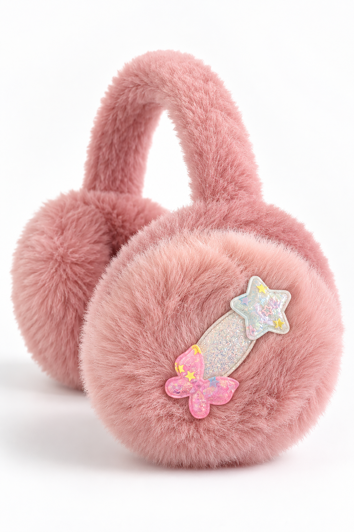 Pembe Renk Yıldız Ve Kelebek Figürlü Peluş Kulaklık
