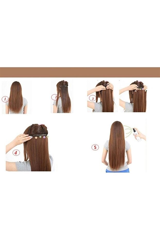 Isıya Dayanıklı Yarımay Çıt Çıt Saç - 4# - Çikolata Kahve - Dalgalı - 60 Cm - 110 Gr (Duygu)