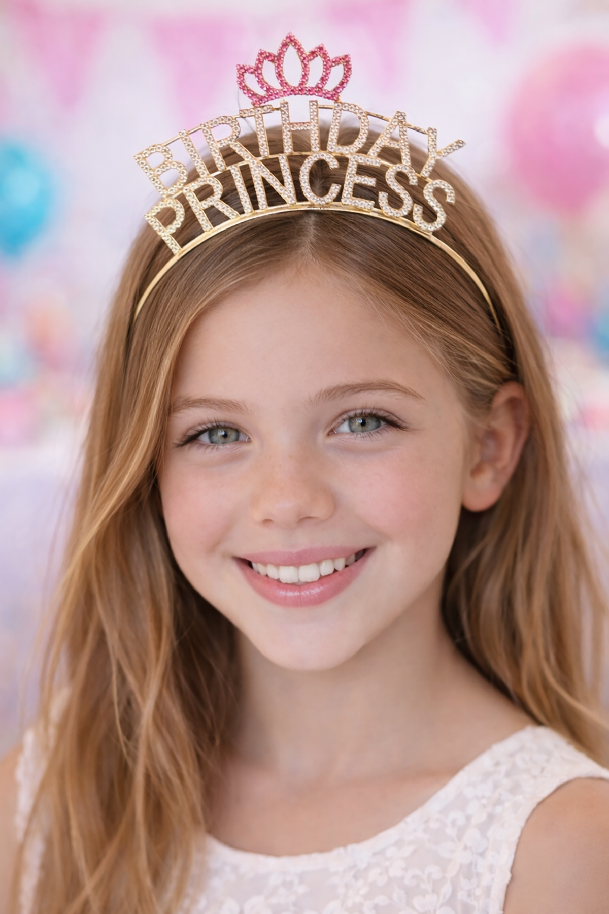 Altın Renk Birthday Princess Yazılı Taş Detaylı Taç
