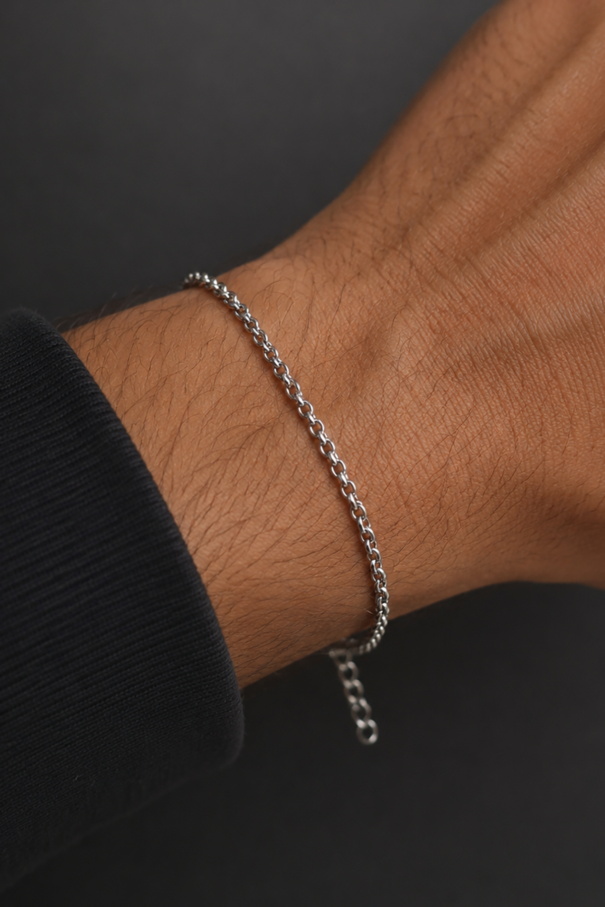 Gümüş Renk Zincir Çelik Bileklik (Unisex)