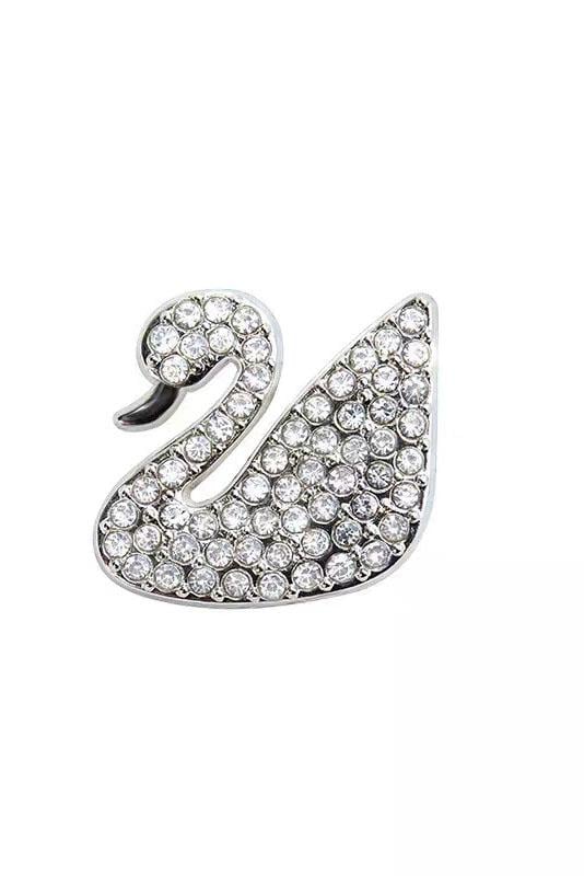 Gümüş Renk Kuğu Figürlü Taş Detaylı Cerrahi Çelik Tragus/Kıkırdak Küpe/Piercing (Tek)