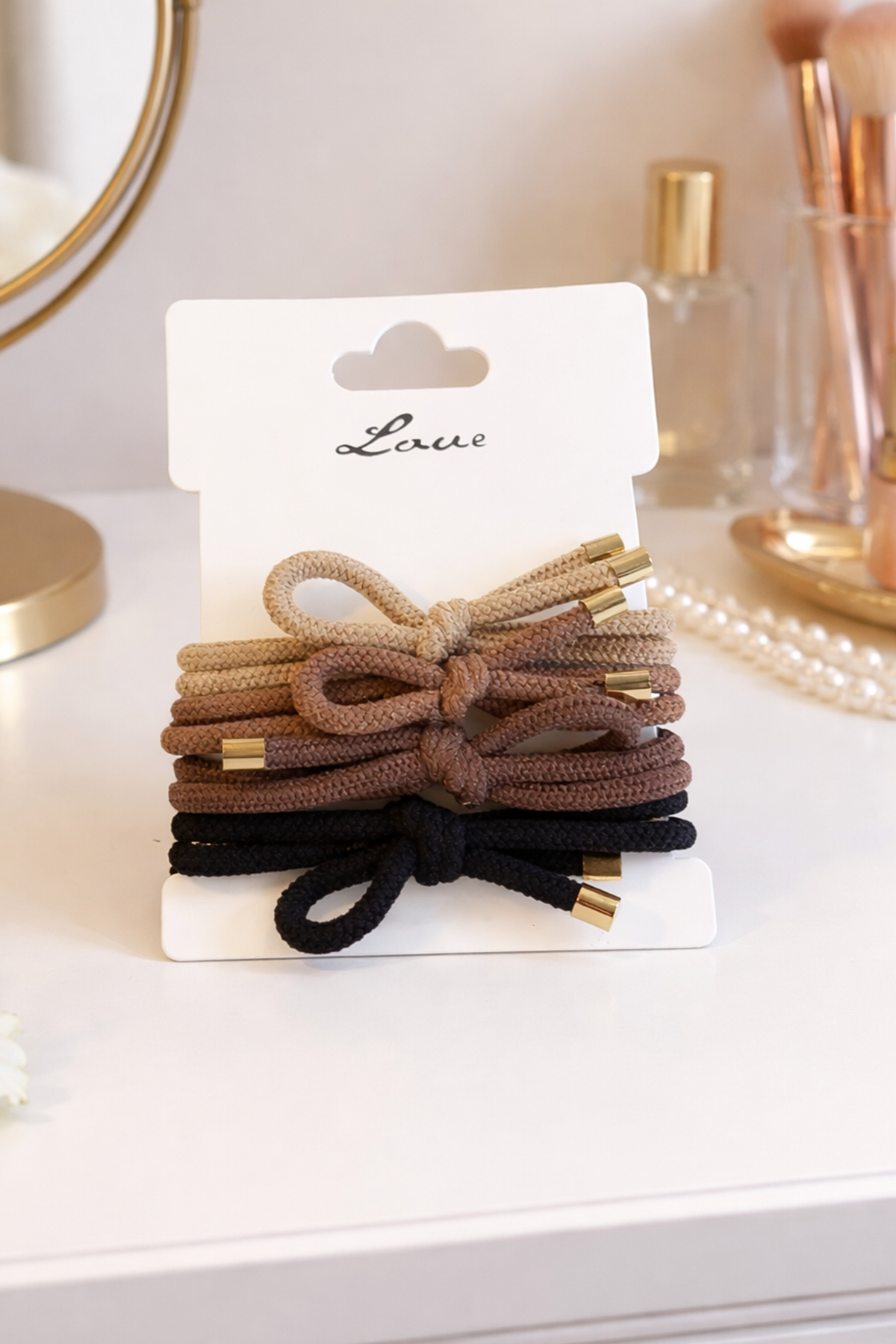 Karışık Renk 4lü Kurdele Detaylı Lastik Toka Set