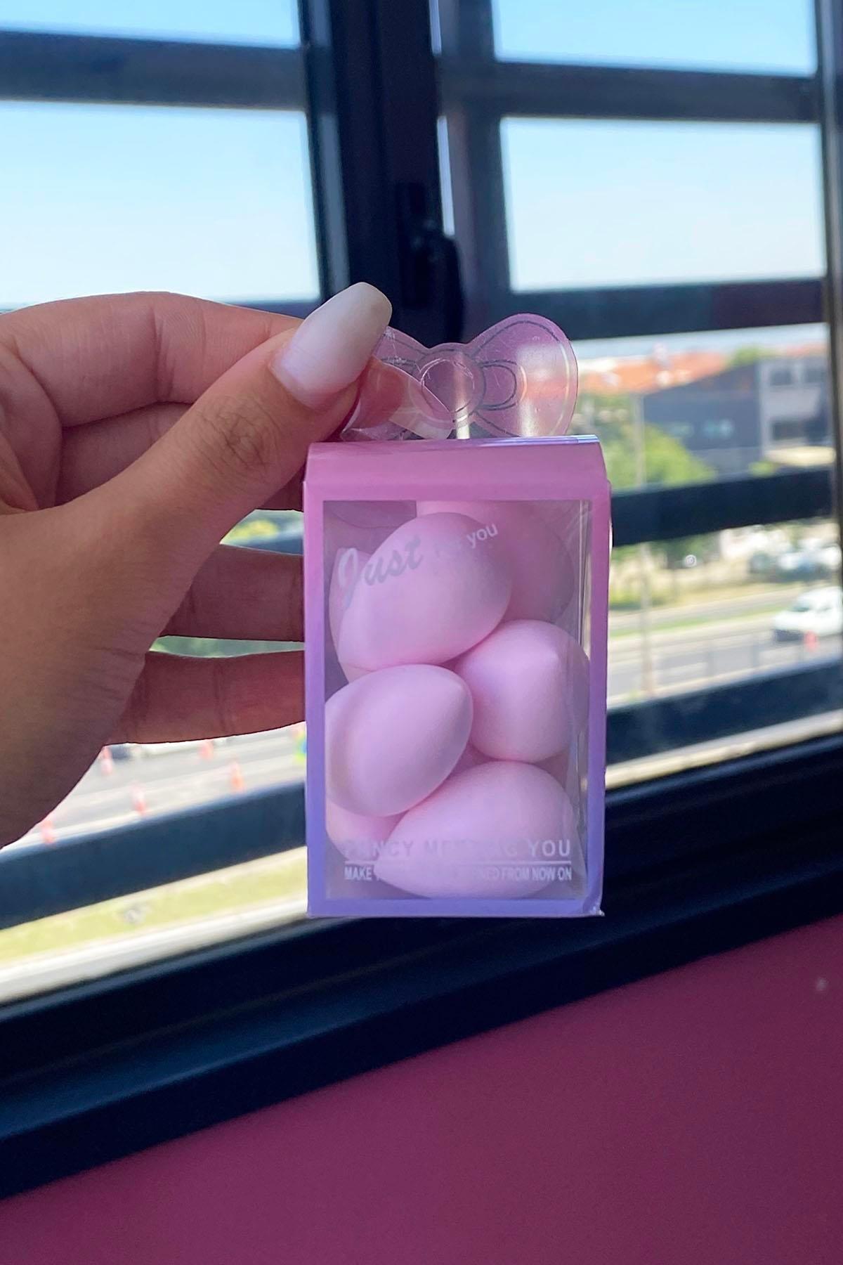 Pembe Renk 8´li Pürüzsüz Dokulu Makyaj Süngeri Seti (Küçük Boy)