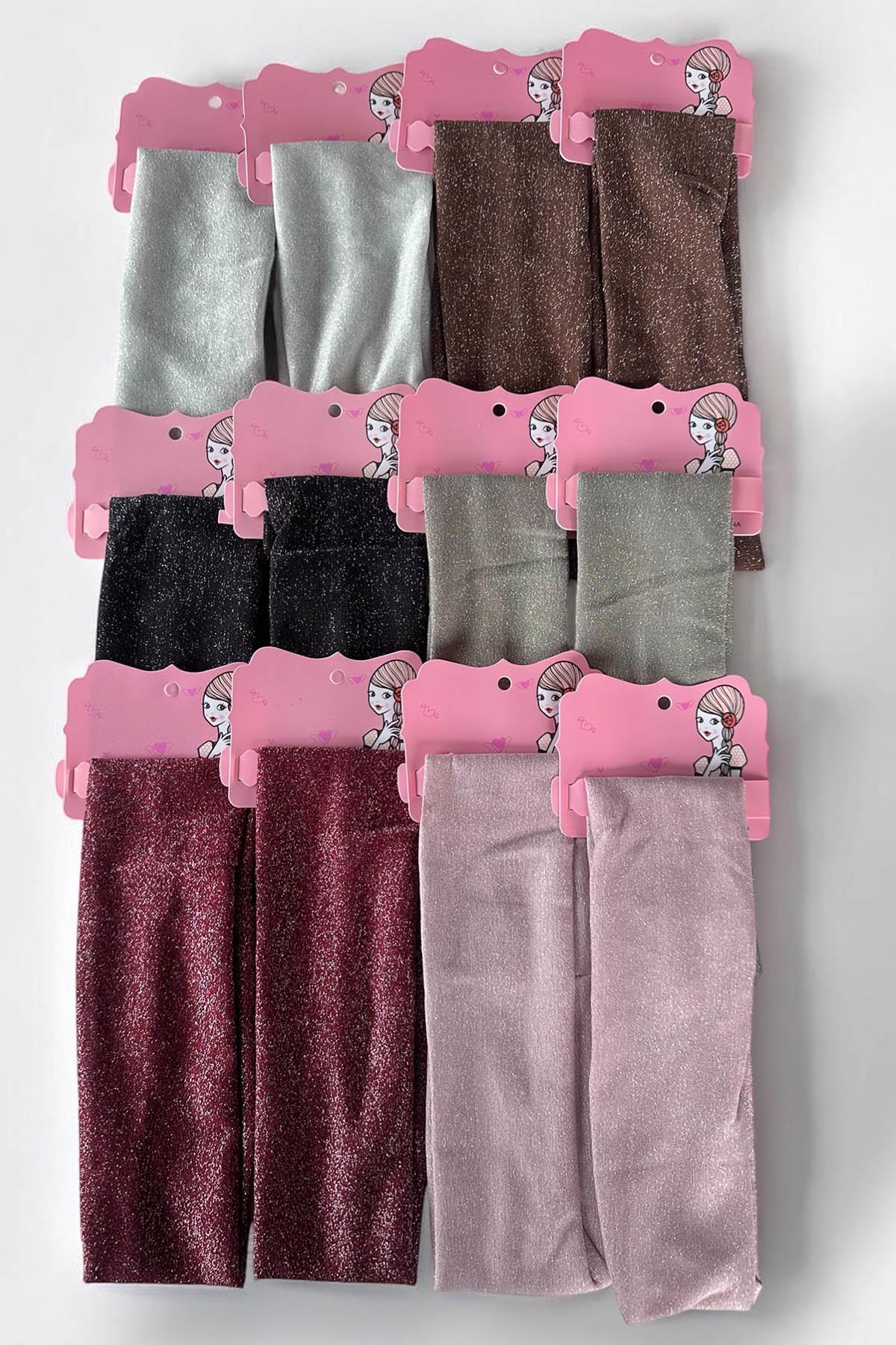 12li Karışık Renk Simli Saç Bandı Set