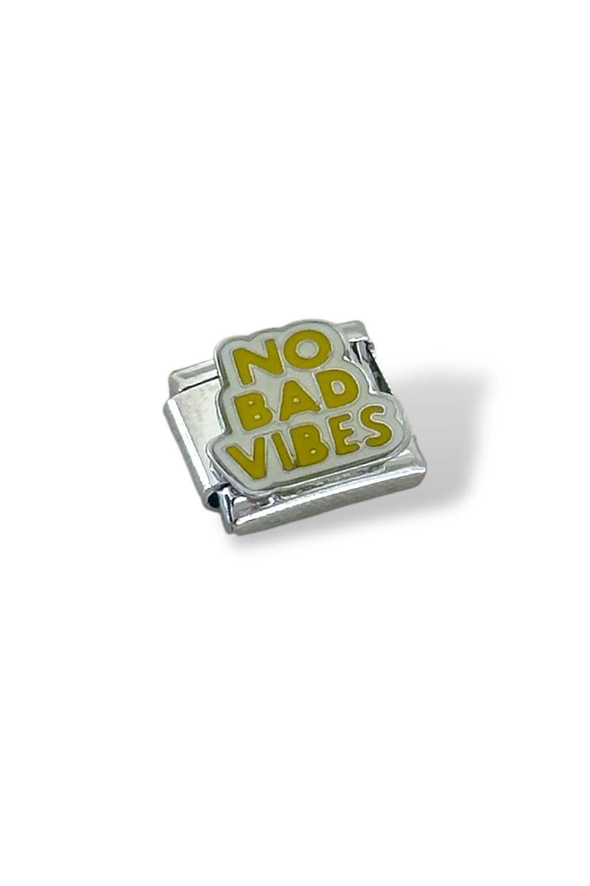 Gümüş Renk No Bad Vibes Yazılı Çelik Nomination Charm (Tek)