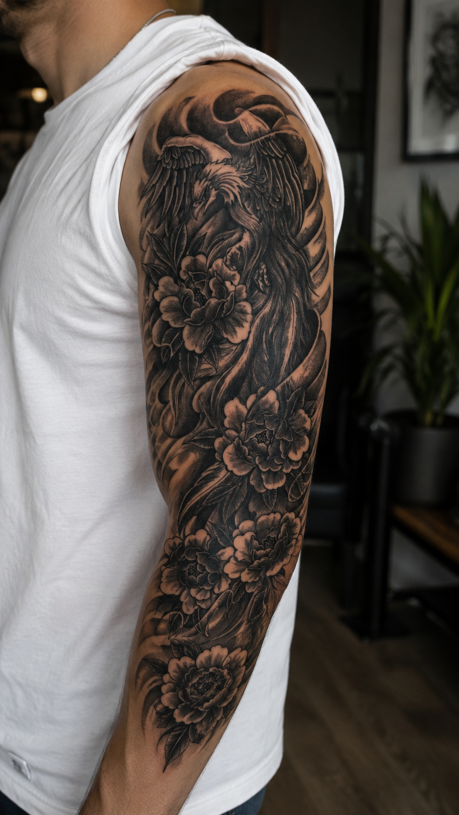 Kartal Ve Çiçek Figürlü Sonradan Kararan Yarı Kalıcı Geçici Kol Dövme Tattoo
