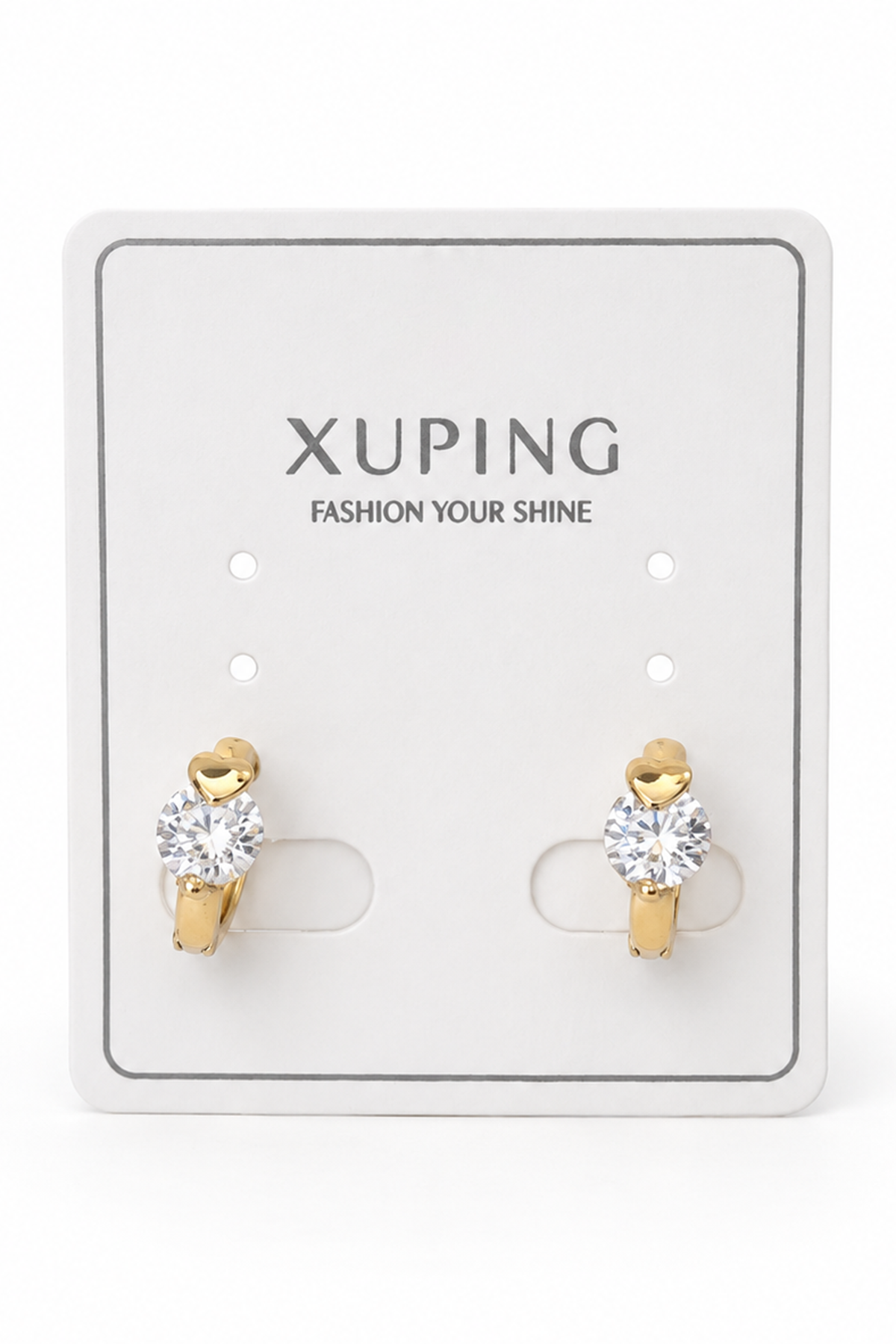 Altın Renk Kalp Figürlü  Taş  Detaylı Xuping Küpe (Çift)