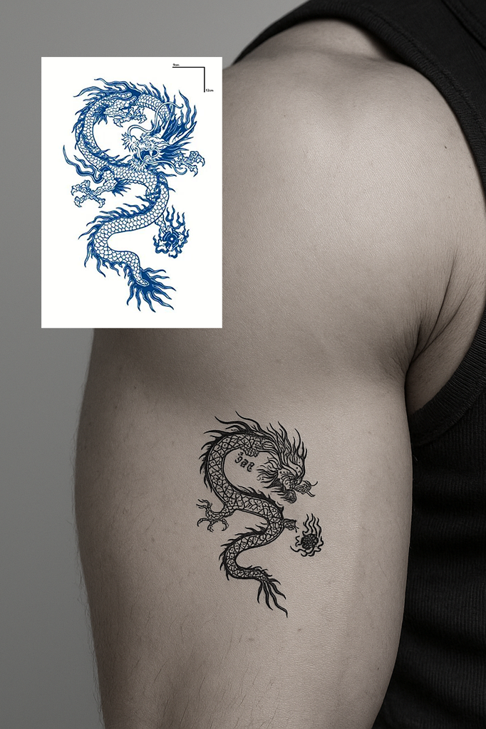 Ejderha Figürlü 12 Saat Sonra Kararan Geçici Mini Dövme Tattoo