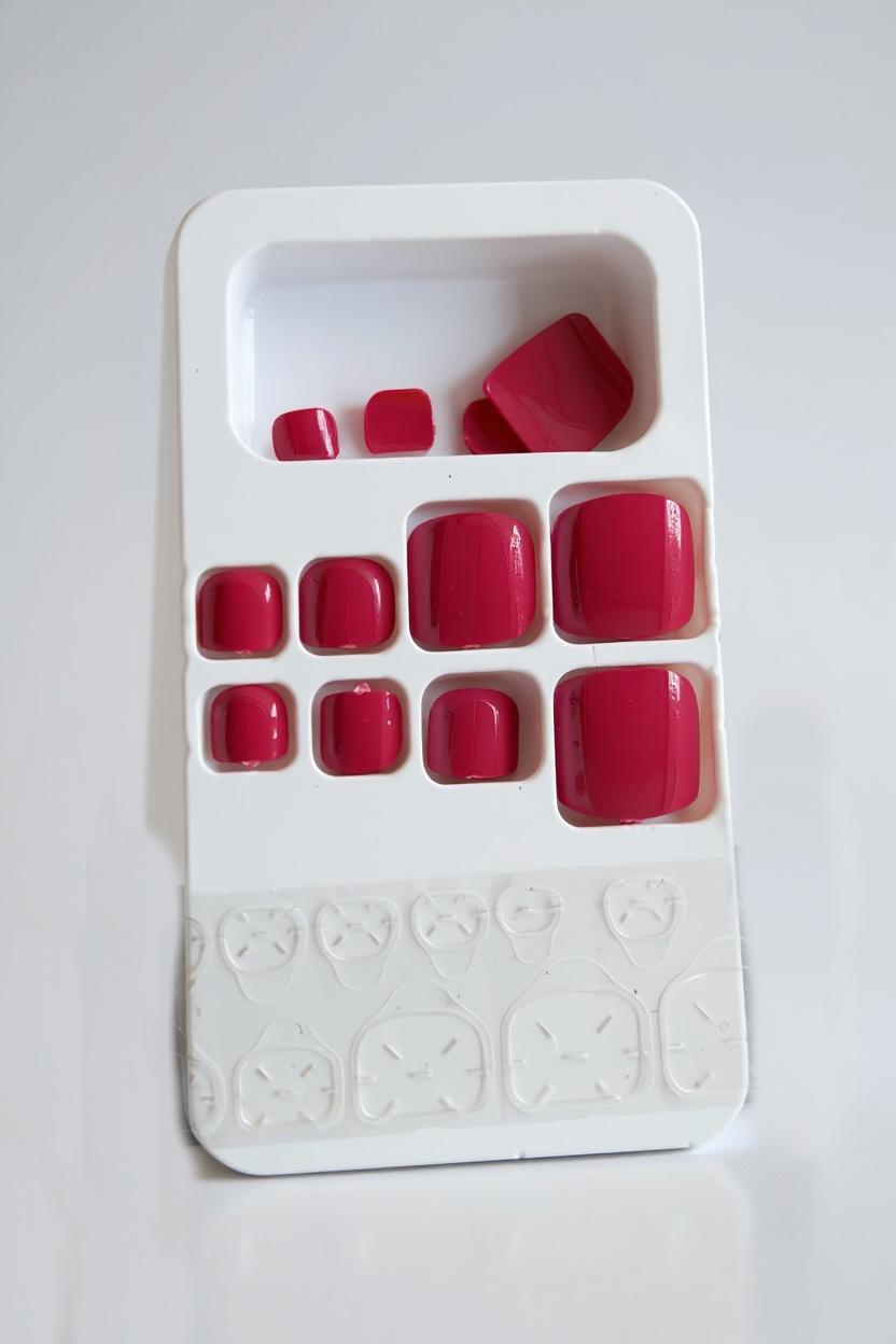 12li Vişne Çürüğü Renk Ayak Takma Tırnak (Yapıştırıcılı)