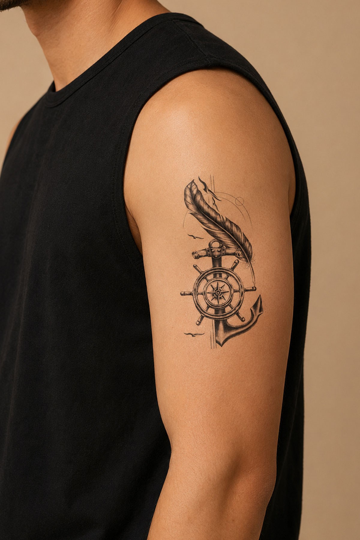 Çapa Pusula Geçici Dövme Tattoo