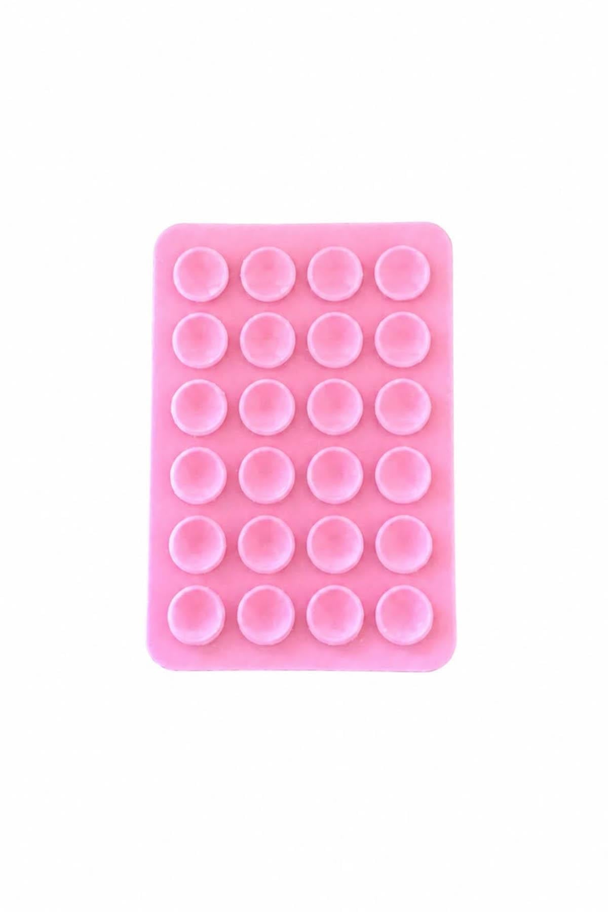 Pembe Renk Vantuzlu Vakumlu Yapışkanlı Telefon Tutacağı