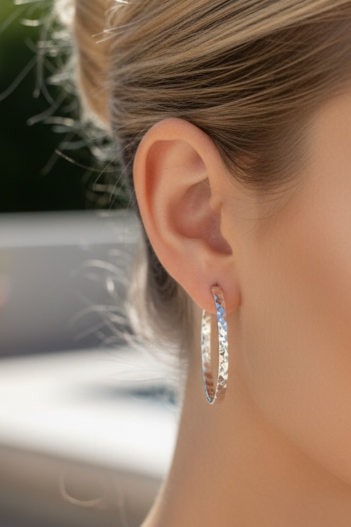 Gümüş Renk Halka Küpe (Çift)