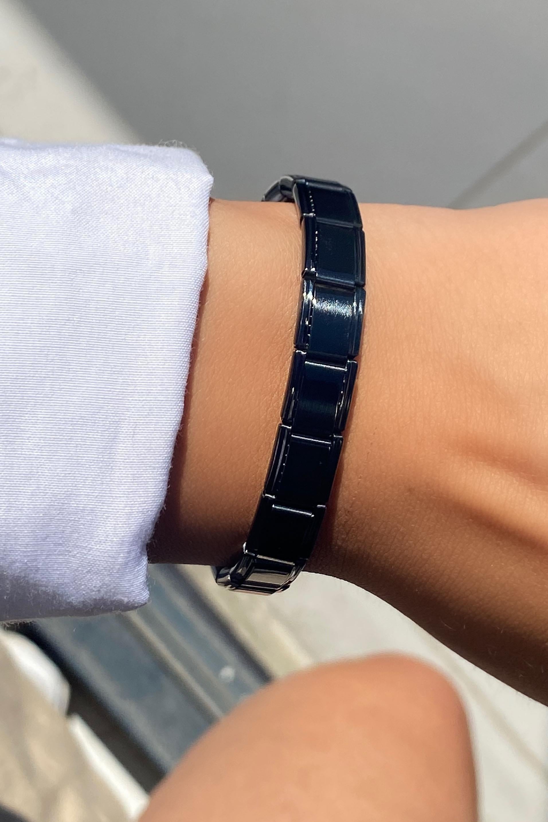 Siyah Renk Çelik Nomination Bileklik