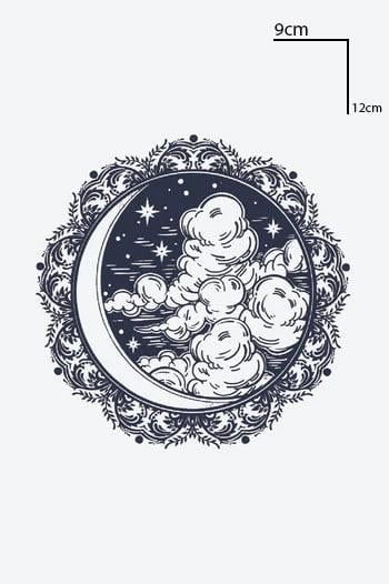 Ay Ve Bulut Figürlü 12 Saat Sonra Kararan Geçici Mini Dövme Tattoo