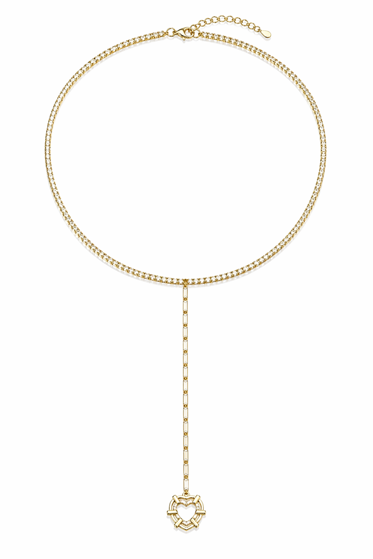 Altın Renk Kalp Figürlü Taş Detaylı Choker Kolye