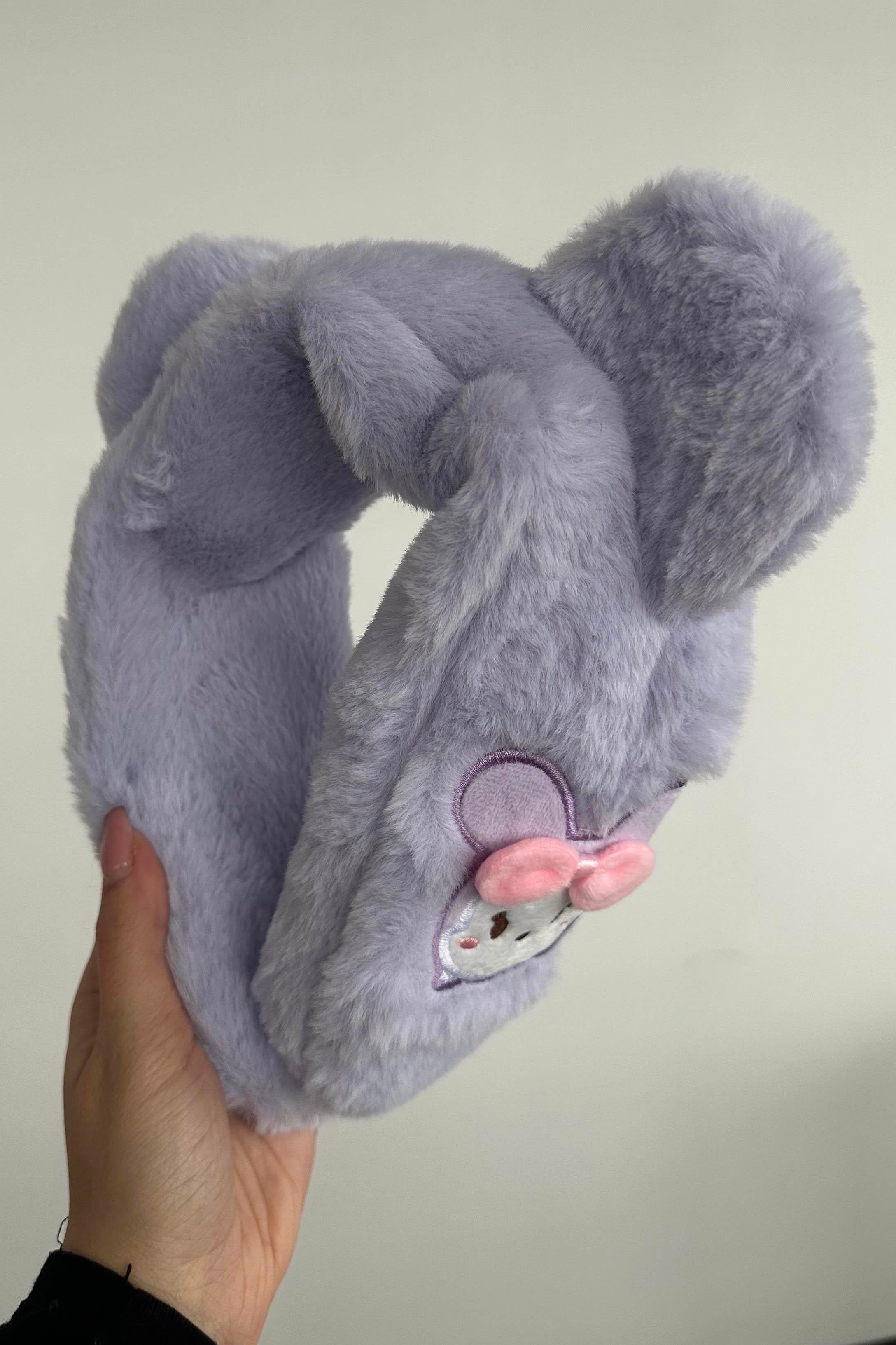 Lila Renk Ayıcık Figürlü Çocuk Peluş Kulaklık