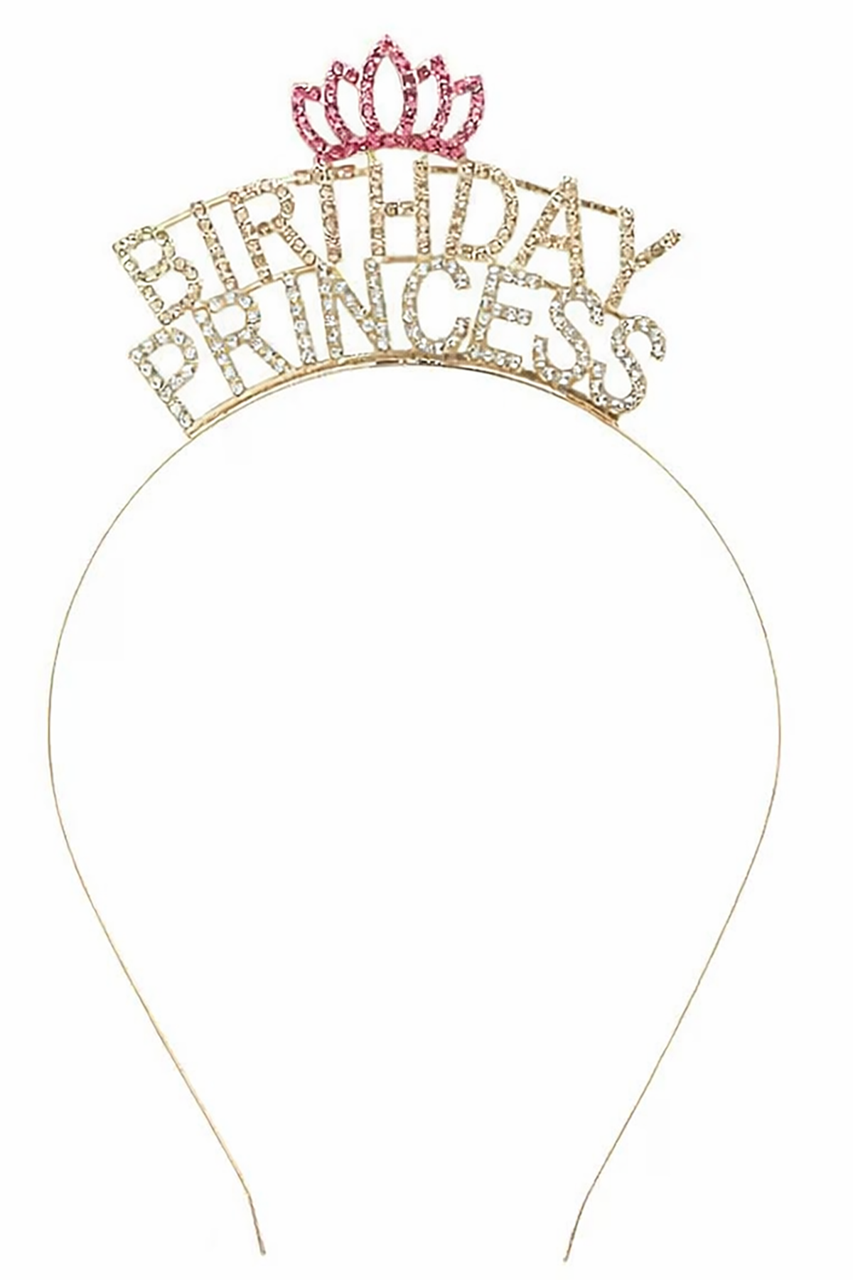 Altın Renk Birthday Princess Yazılı Taş Detaylı Taç
