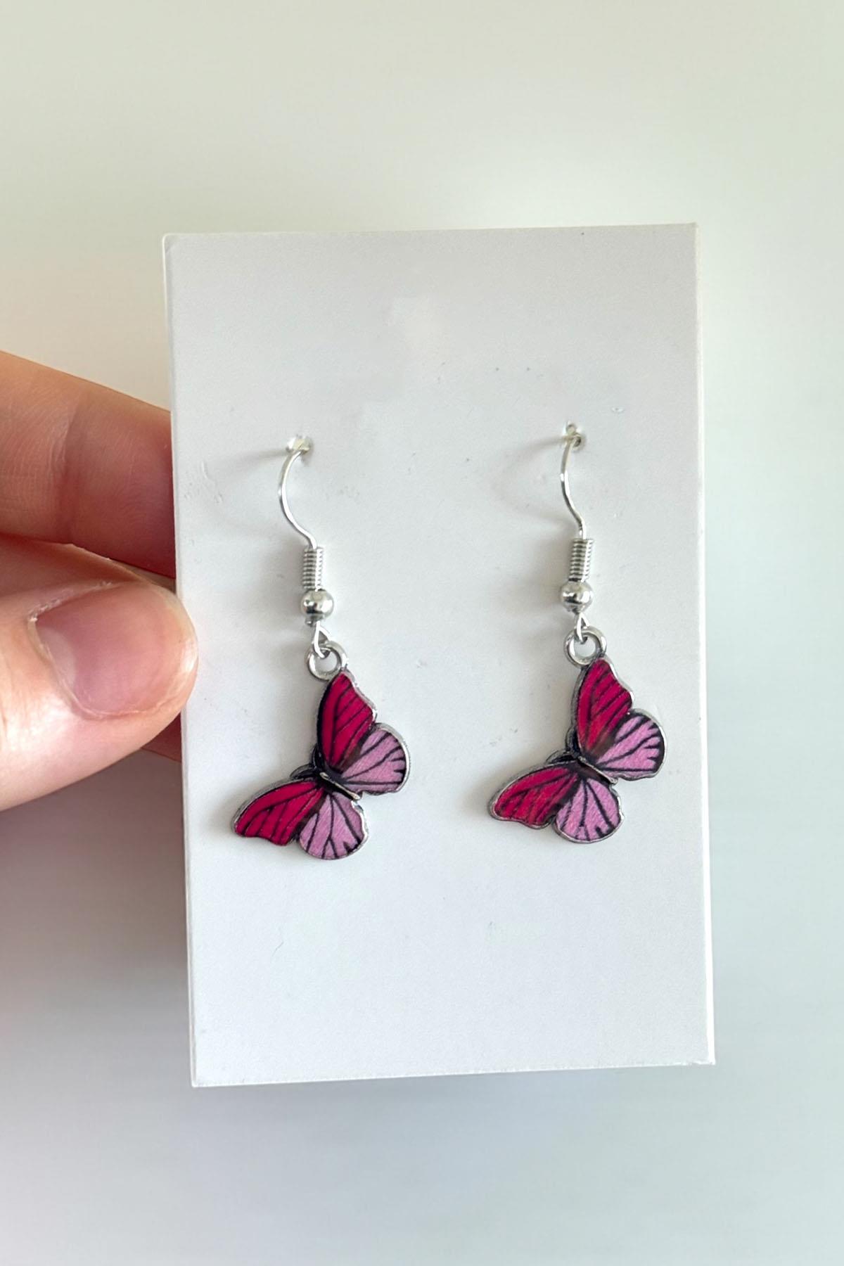 Karışık Renk Kelebek Figürlü Çocuk Küpe (Çift)