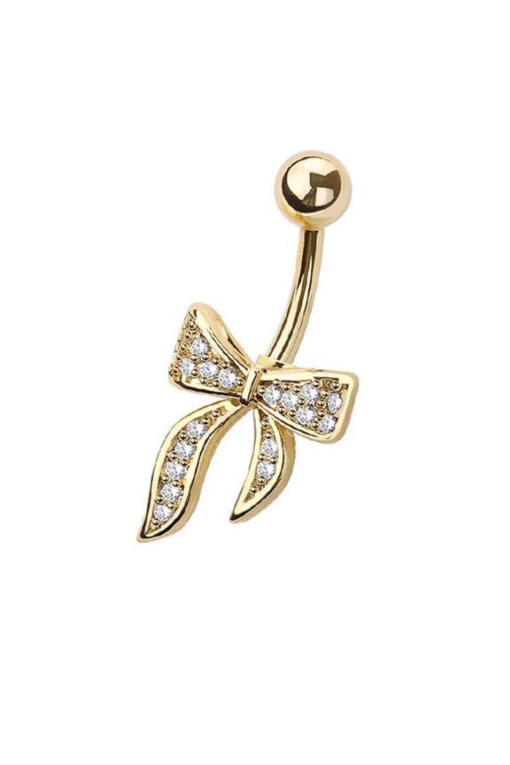 Altın Renk Kurdele Figürlü Cerrahi Çelik Göbek Piercing