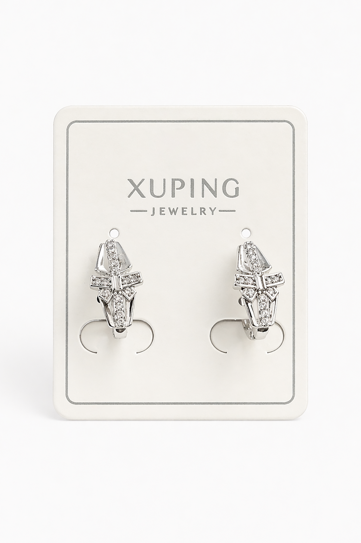 Gümüş Renk Taş Detaylı Xuping Küpe (Çift)