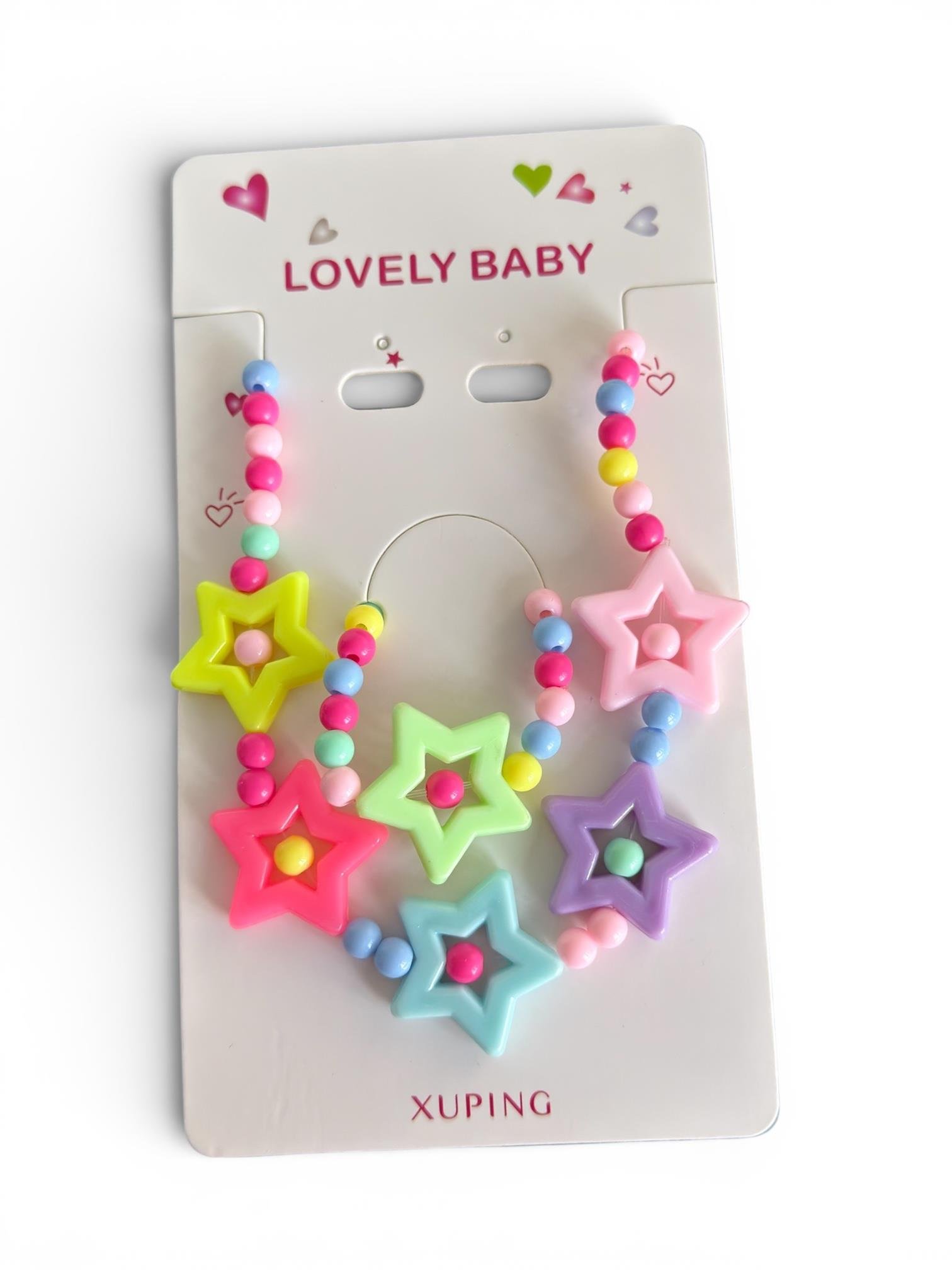 Karışık Renk Yıldız Detaylı Boncuklu Xuping Çocuk Kolye Ve Bileklik Set