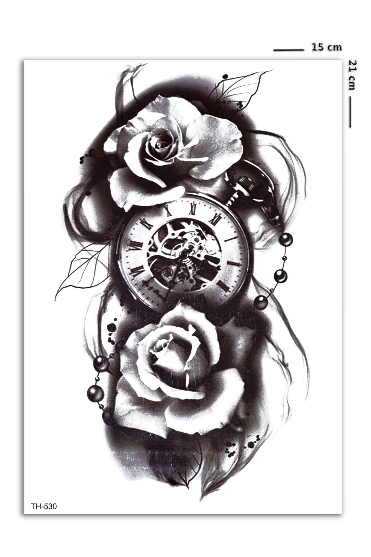 Saat ve Gül Geçici Dövme Tattoo