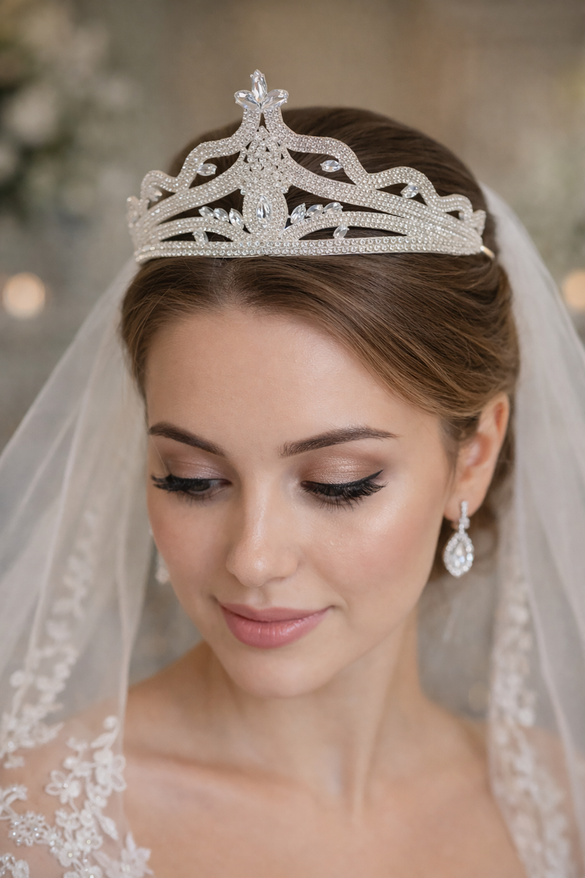 Zirkon Taşlı Gelin/Kına/Nişan/Söz Tasarım Taç