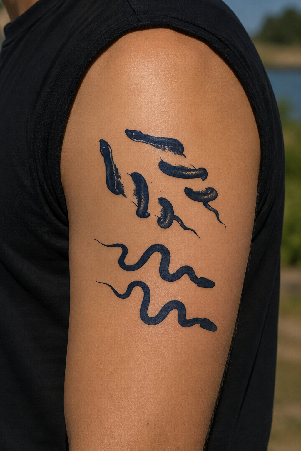 Yılan Sonradan Kararan Yarı Kalıcı Geçici Dövme Tattoo