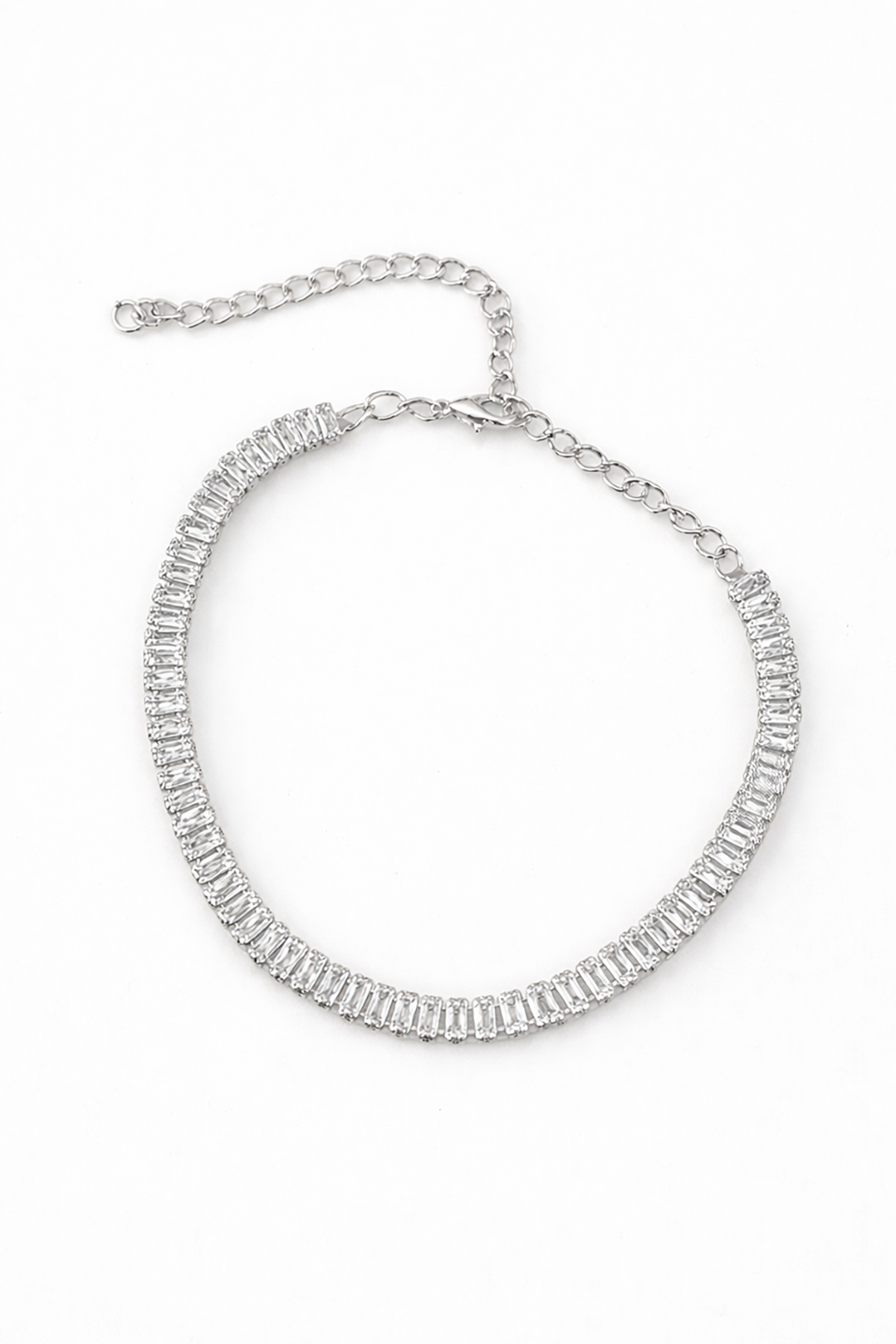 Gümüş Renk Taş Detaylı Tasarım Halhal