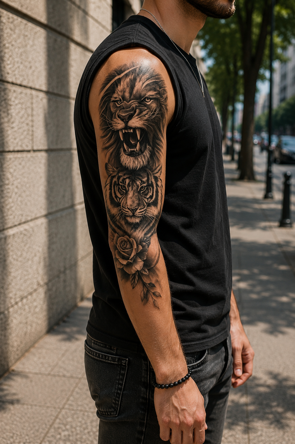 Aslan Ve Gül Geçici Dövme Tattoo