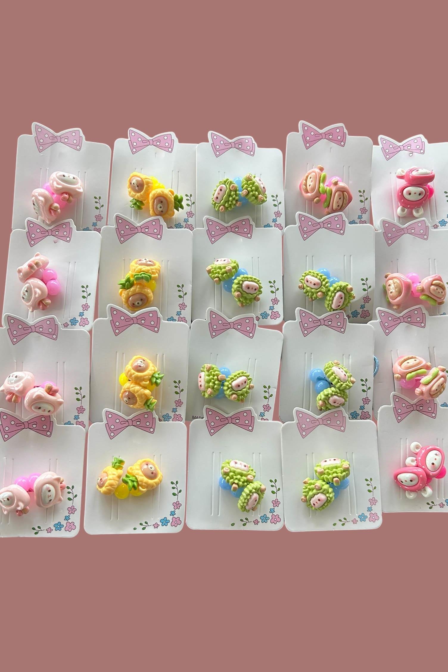 20li Karışık Renk Karışık Figürlü Çocuk Lastik Toka Set