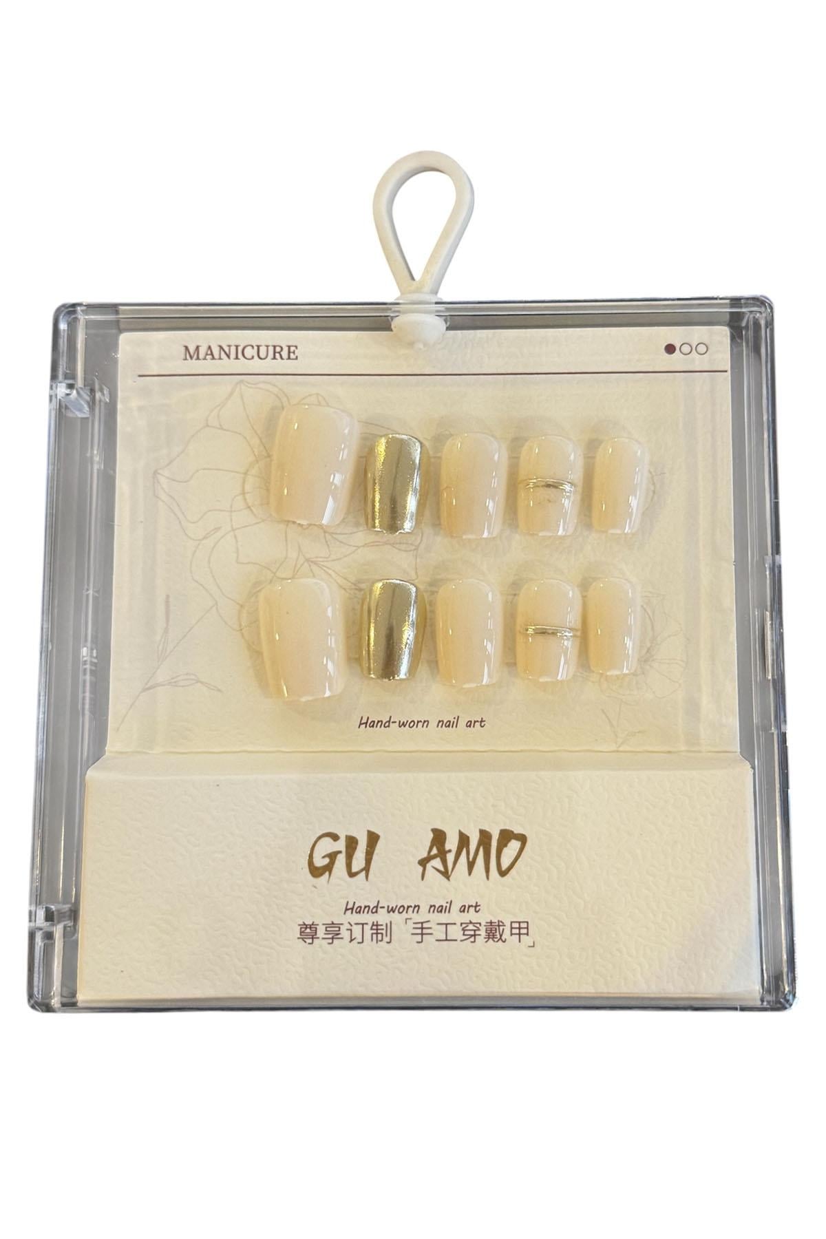 10lu Karışık Renk Takma Tırnak Set (Yapıştırıcılı)