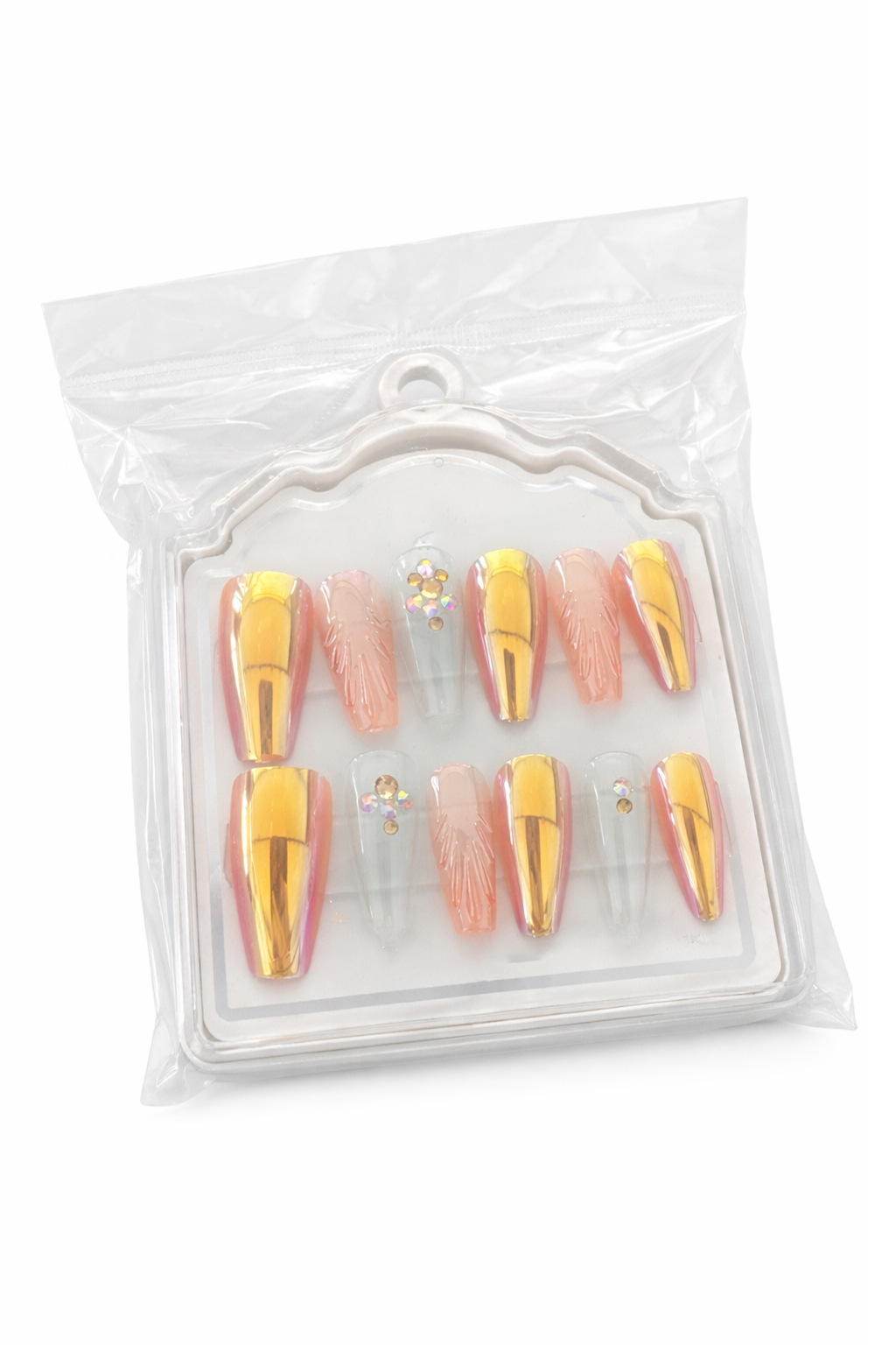 12li Karışık Renk Jel Görünümlü Takma Tırnak (Yapıştırıcılı)