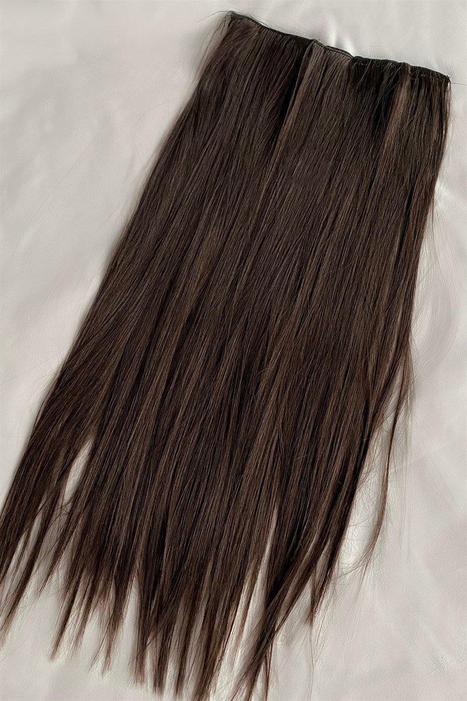 Isıya Dayanıklı Yarım Ay Saç Çıt Çıt / Düz / Kahverengi / 60Cm / 110Gr 