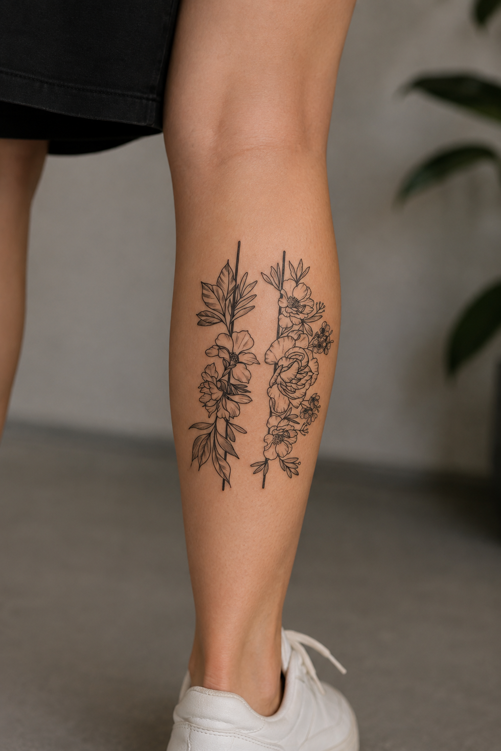 İkili Çiçek Geçici Dövme Tattoo