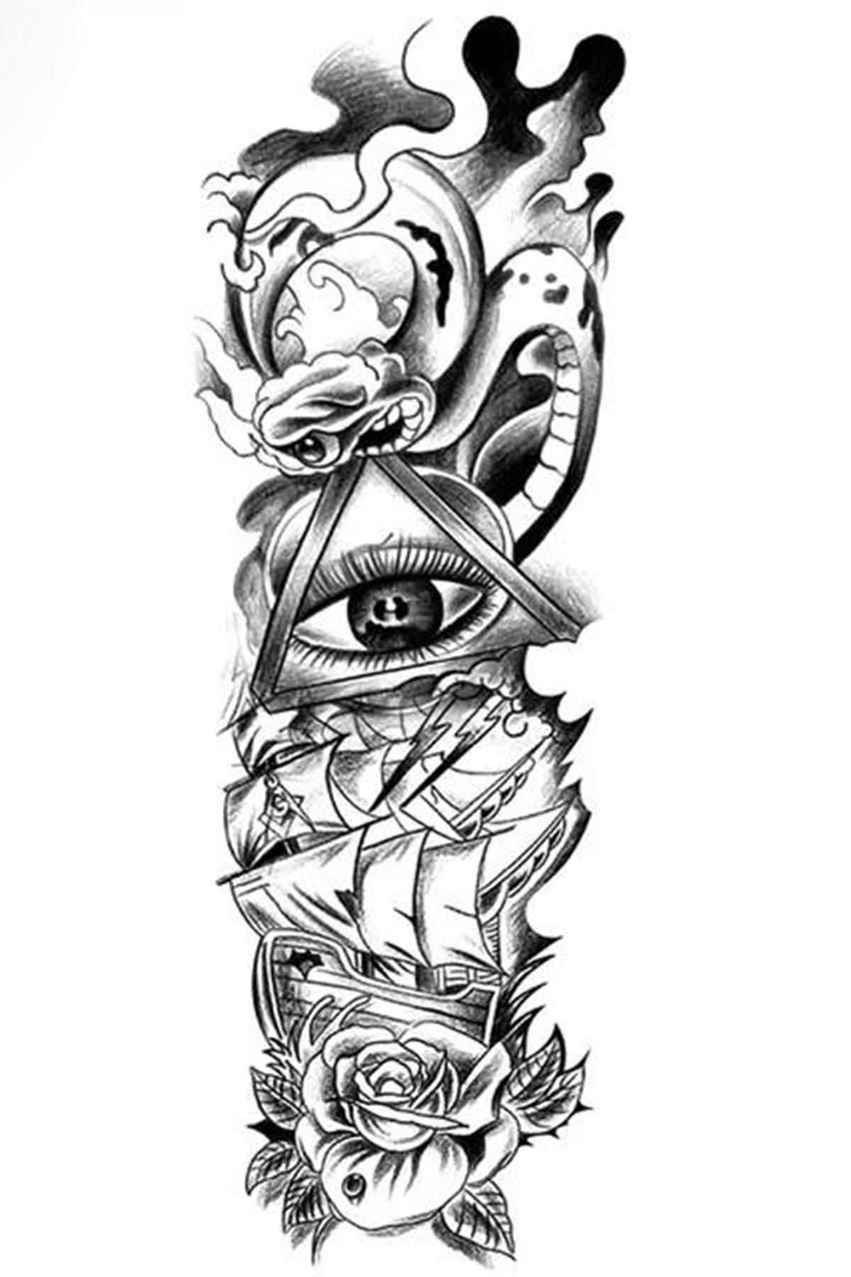 Geçici Göz Ve Çiçek Figürlü Dövme Tattoo