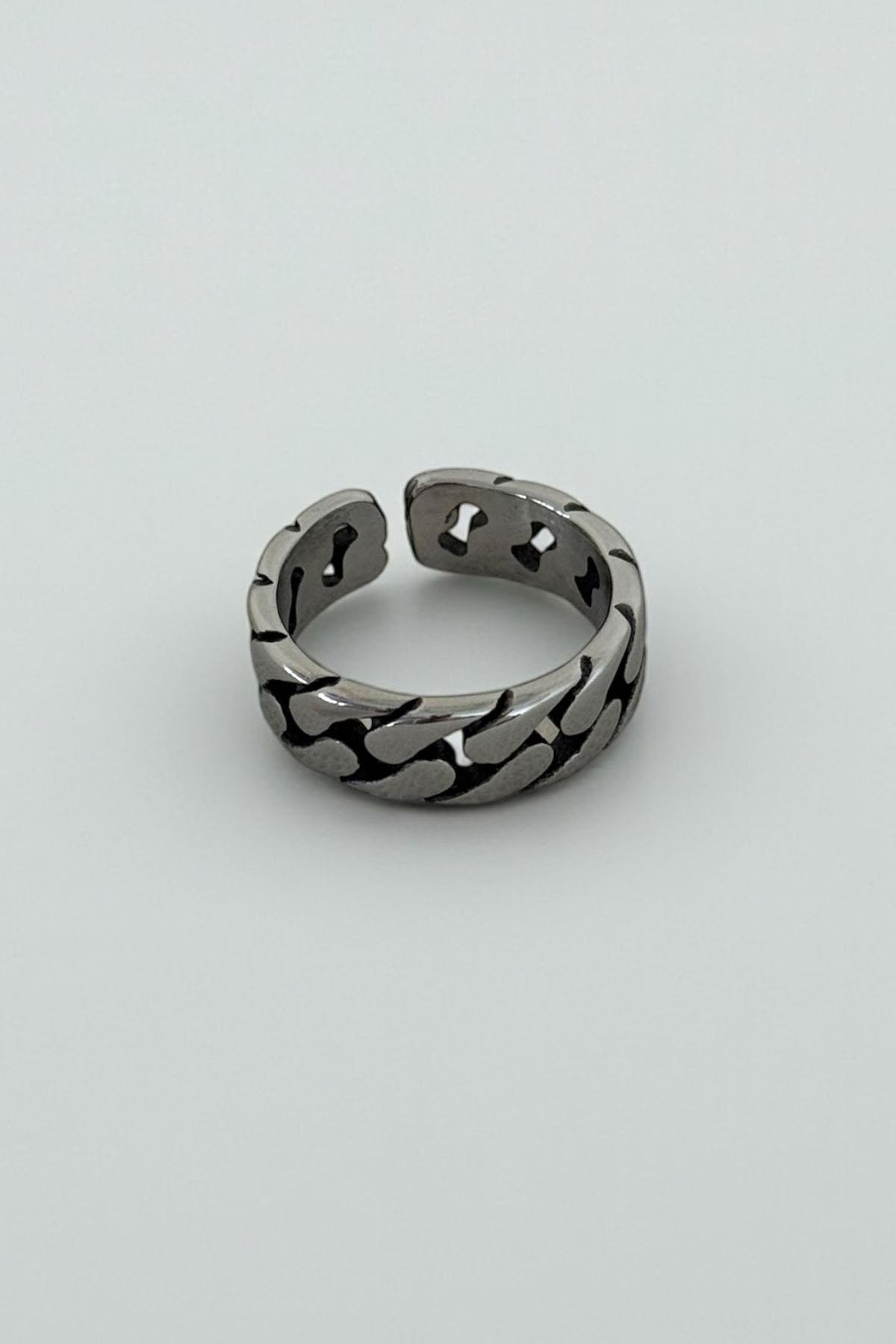 Gümüş Renk Ayarlanabilir Çelik Erkek Yüzük