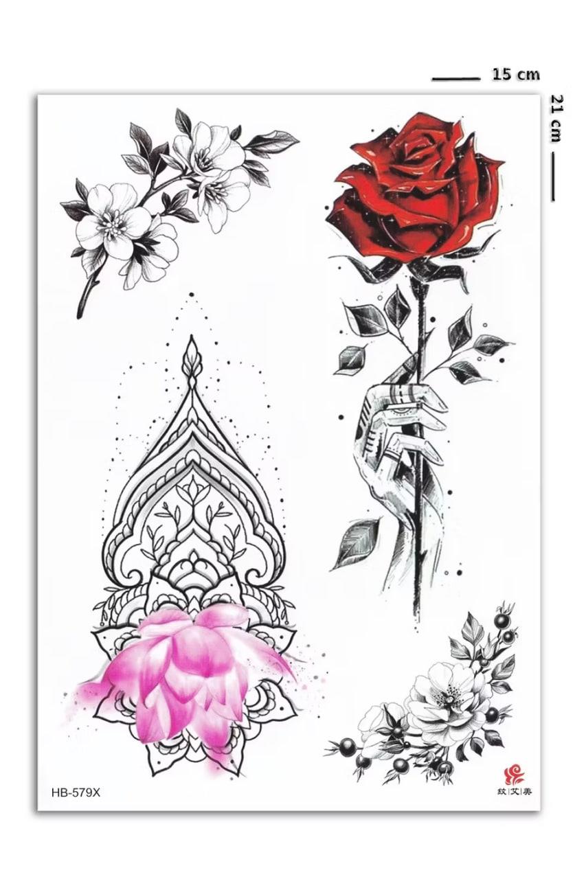 Çiçek Figürlü Geçici Dövme Tattoo