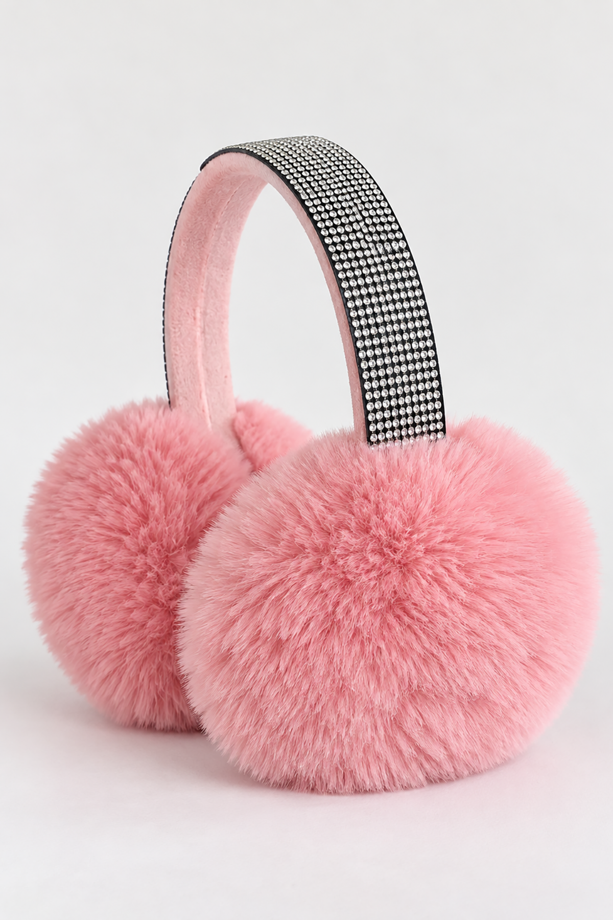 Pembe Renk Taş Detaylı Peluş Kulaklık