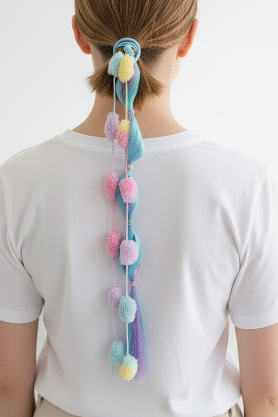 Mavi Renk Saç Detaylı Lastik Toka