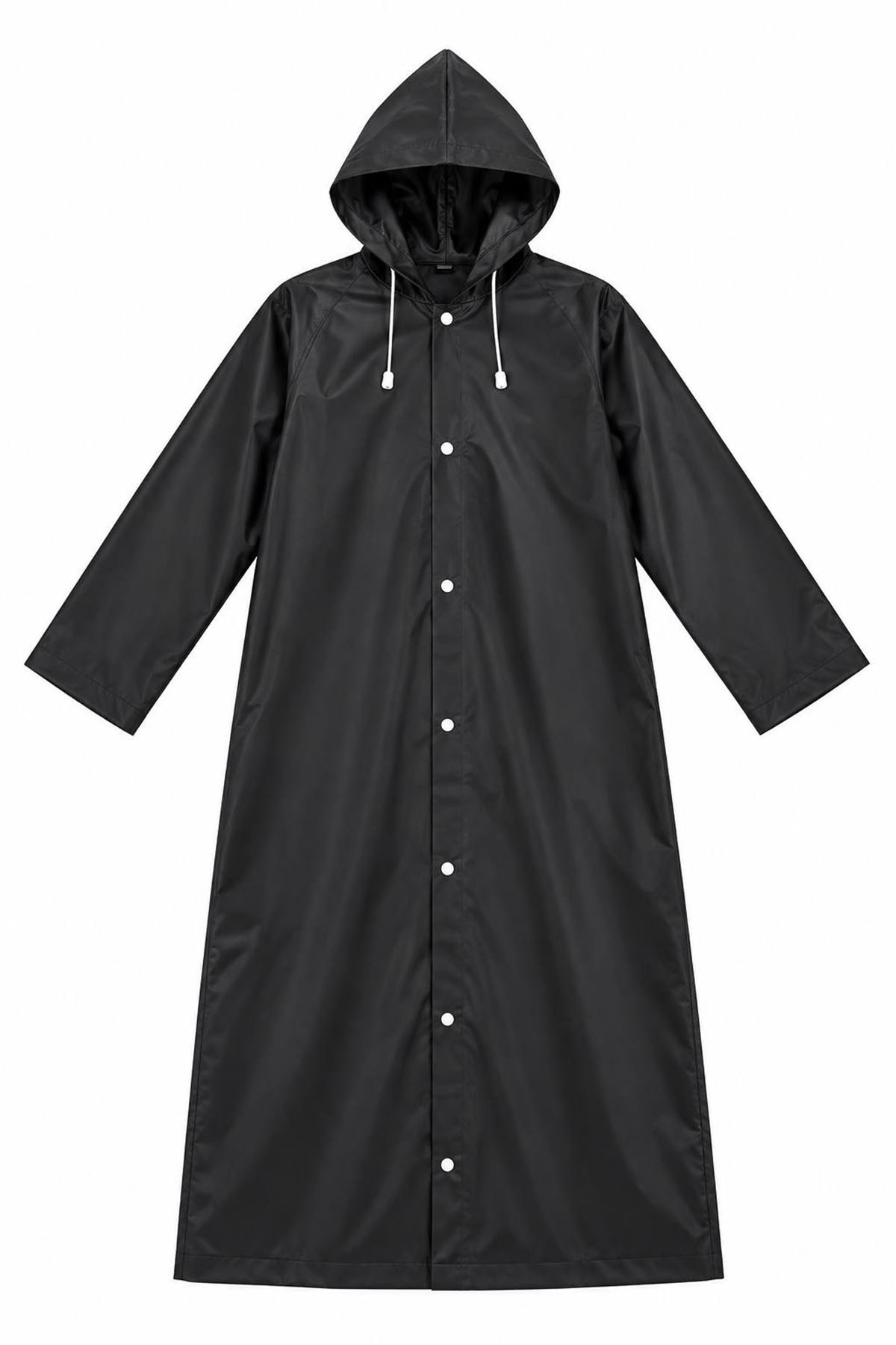 Siyah Renk Kapüşonlu Unisex Yetişkin Yağmurluk