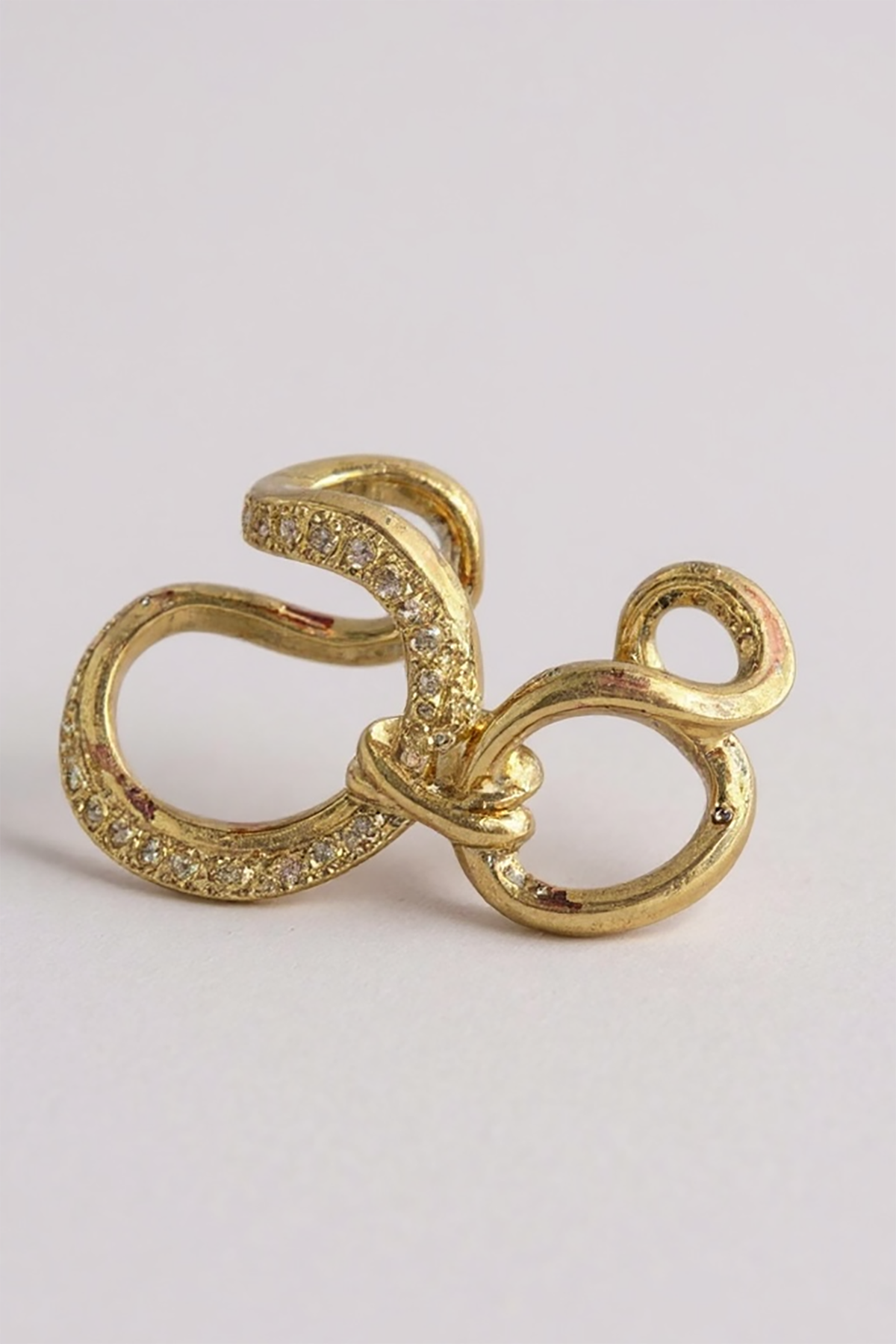Altın Renk Taş Detaylı 14K Altın Kaplama TX Ear Cuff (Tek)