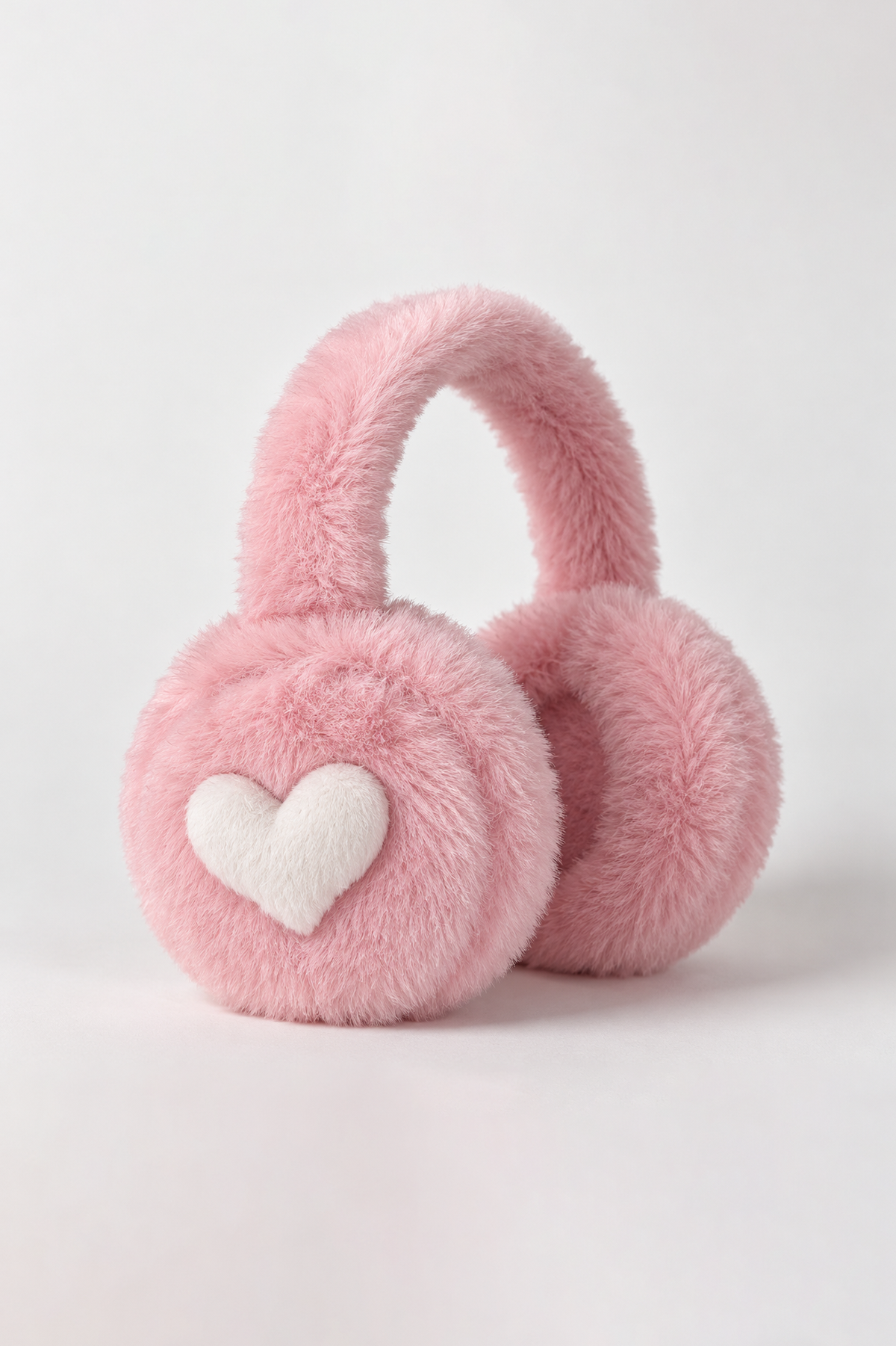 Pembe Renk Kalp Figürlü Peluş Kulaklık