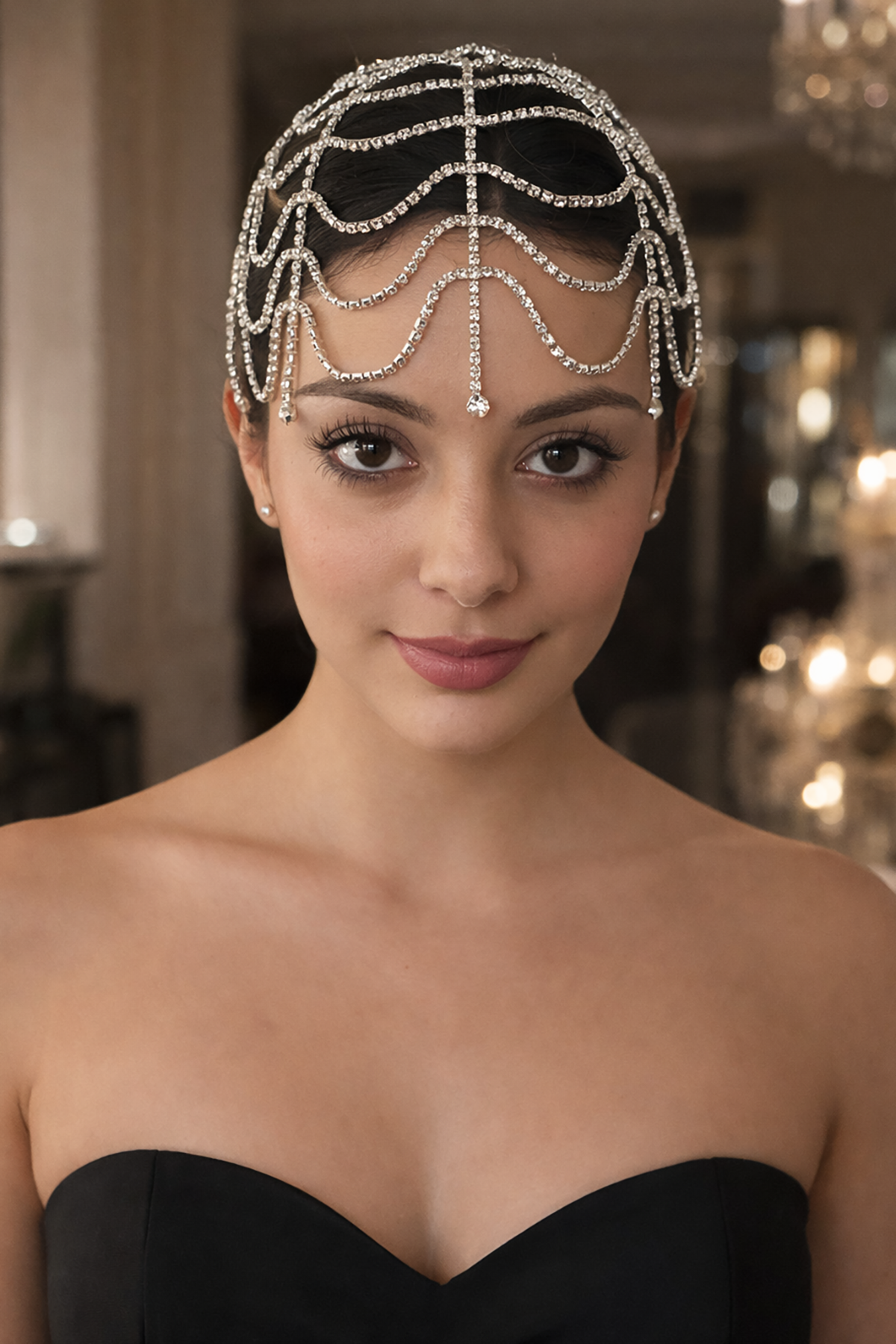 Gümüş Renk Taş Detaylı Saç Aksesuarı/Kına Aksesuarı