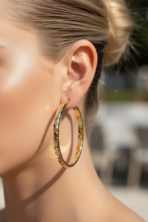 Altın Renk Halka Küpe (Çift)