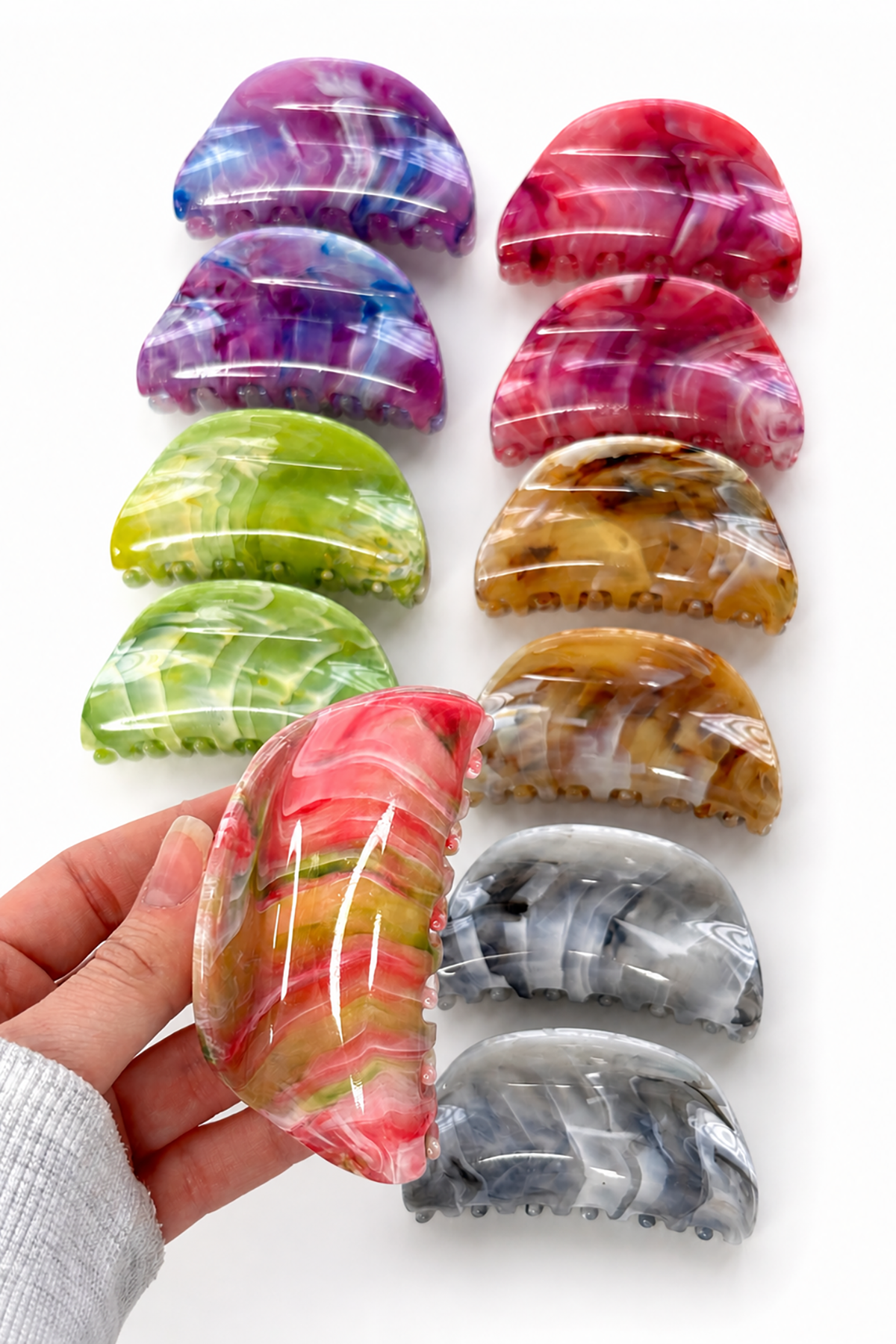 12li Karışık Renk Kemik Mandal Toka Set