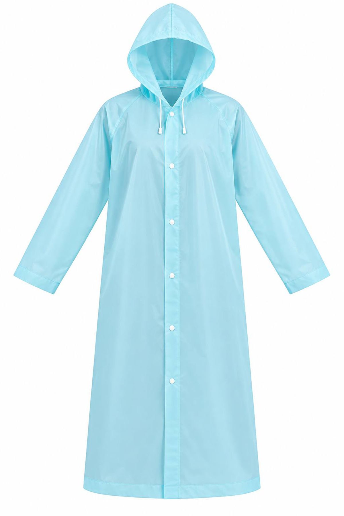 Açık Mavi Renk Kapüşonlu Unisex Yetişkin Yağmurluk
