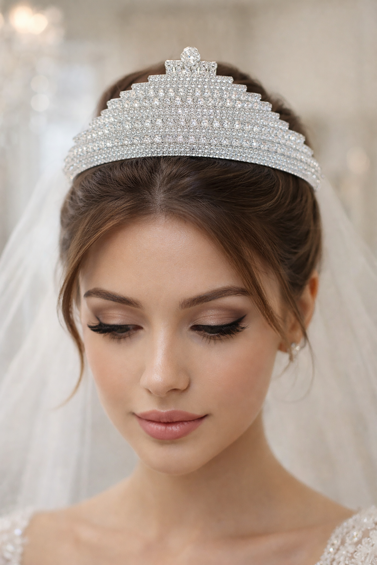 Zirkon Taşlı Gelin/Kına/Nişan/Söz Tasarım Taç