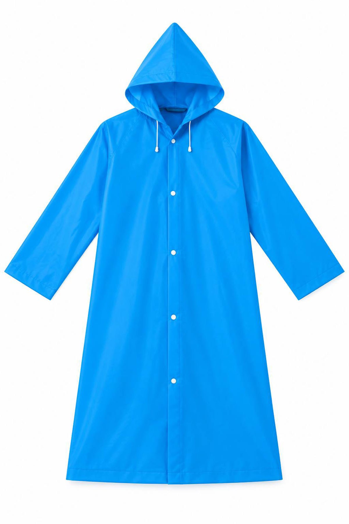 Mavi Renk Kapüşonlu Unisex Yetişkin Yağmurluk